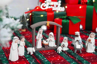 12-Piece Resin Christmas Nativity Scene Set – Miniature Holy Family Figurines with Manger and Animals, Indoor Holiday Tabletop Display