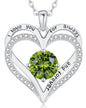 Personalized Double Heart Birthstone Necklace for Women – Sterling Silver Gift