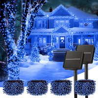 Minetom Solar String Lights Outdoor Waterproof- 40 FT 100 LED Solar Powered String Lights with 8 Lighting Modes, IP65 Waterproof Solar Christmas Lights for Outdoor Outside Tree Party Decor, Warm White