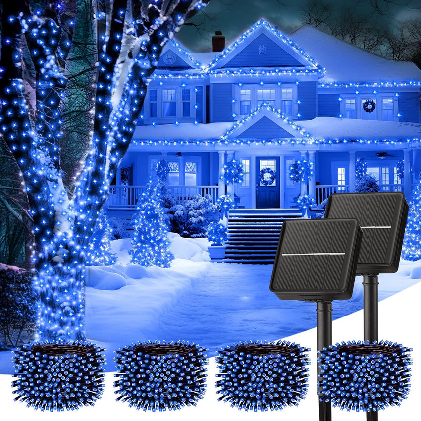 Minetom Solar String Lights Outdoor Waterproof- 40 FT 100 LED Solar Powered String Lights with 8 Lighting Modes, IP65 Waterproof Solar Christmas Lights for Outdoor Outside Tree Party Decor, Warm White