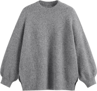 CIDER Womens Oversized Knit Sweater Pullover Crew Neck Casual Jumper Cozy Sweaters Grey