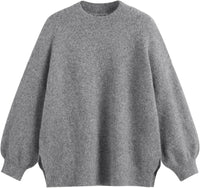 CIDER Womens Oversized Knit Sweater Pullover Crew Neck Casual Jumper Cozy Sweaters Grey