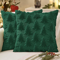 MIULEE Christmas Throw Pillow Covers Dark Green Christmas Decorations Set of 2 Xmas Tree 18x18 Pillow Covers Soft Plush Faux Wool Pillowcases Holiday Festivals Winter Home Decor Sofa Couch Bed Porch