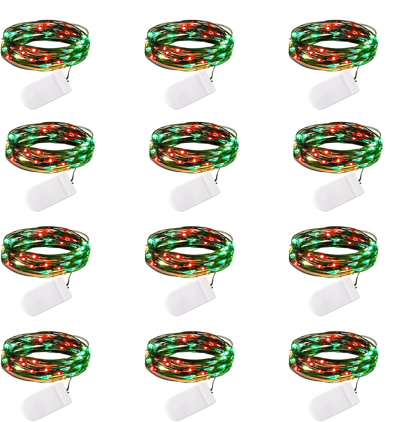 Brightown 12 Pack LED Fairy Lights Battery Operated String Lights - 7ft 20LED Waterproof Silver Wire Firefly Starry Moon Lights for DIY Crafts Wedding Table Centerpieces Party Bedroom Christmas