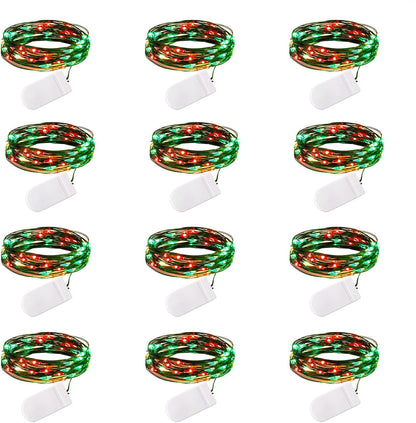 Brightown 12 Pack LED Fairy Lights Battery Operated String Lights - 7ft 20LED Waterproof Silver Wire Firefly Starry Moon Lights for DIY Crafts Wedding Table Centerpieces Party Bedroom Christmas