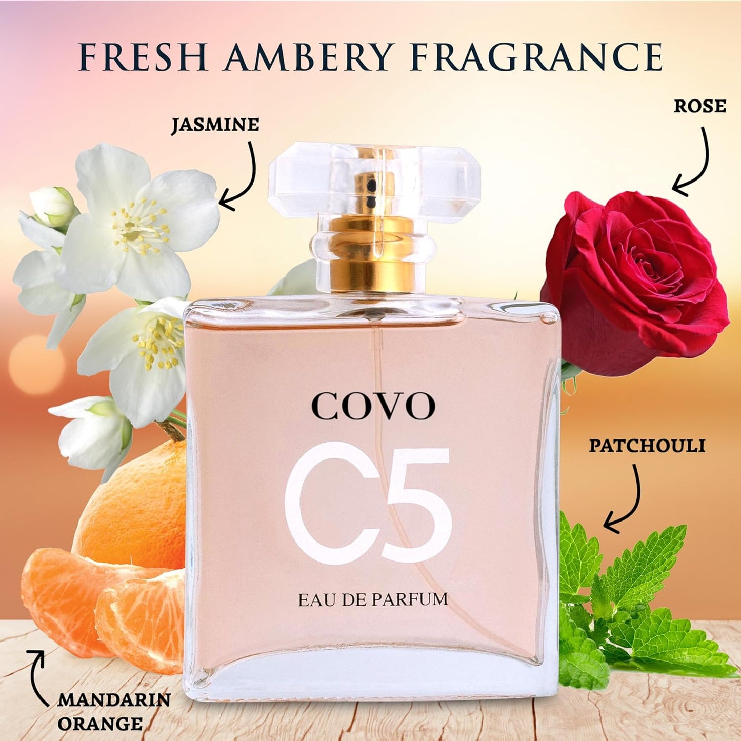 URBAN COLLECTION Covo C5 for Women Eau De Parfum 3.4 fl oz- Pure Femininity in a Bottle - Delicate Floral Scents of Jasmine and May Rose - Cruelty-Free Perfume Precious Gift for Women