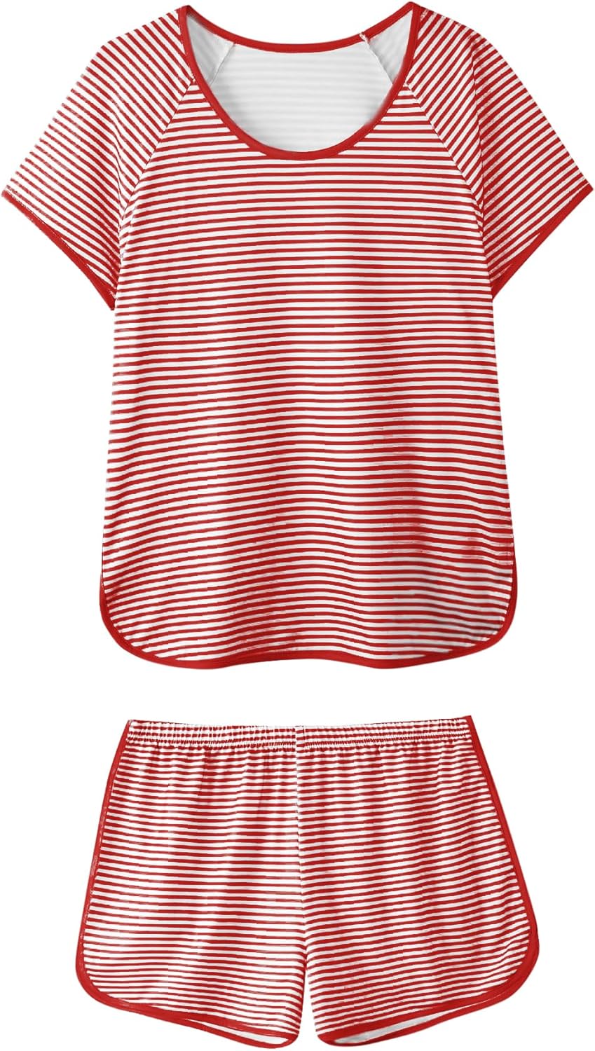 Hilinker Womens Sexy Pajama Set Ruched Lace Trim Cami and Shorts Summer Cute Pjs 2 Piece