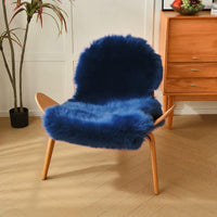 duduta Navy Blue Faux Sheepskin Throw Rug 2x3 ft, Fluffy Shag Fur Chair Cover Small Bedside Dorm Rug Non Slip Machine Washable