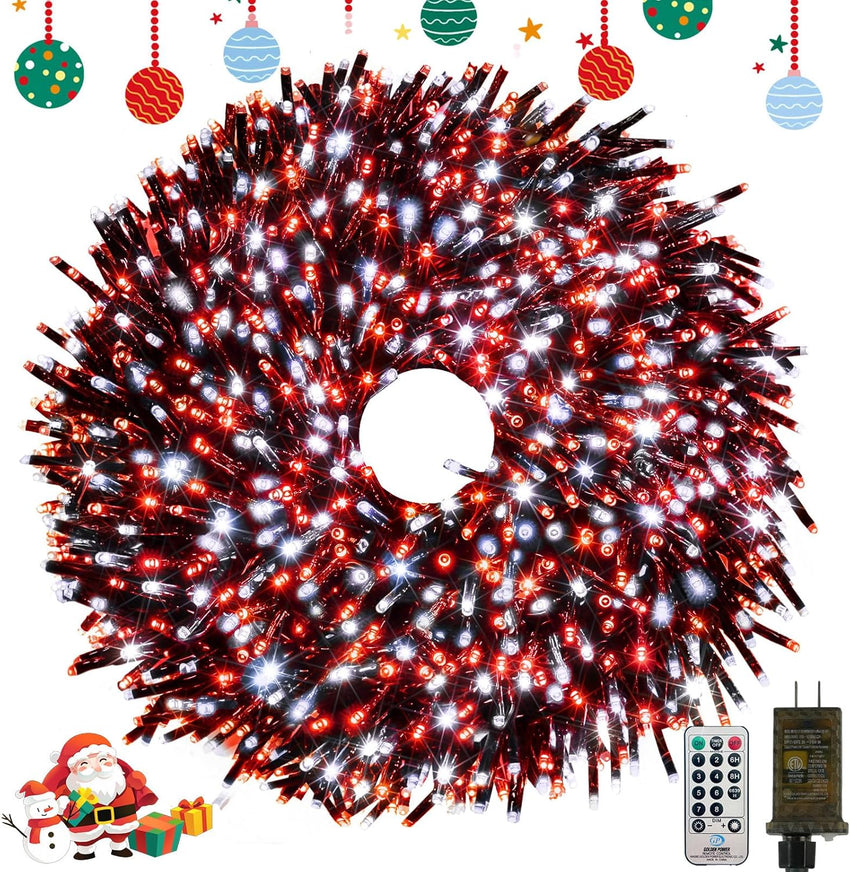 50FT 1000 LED Christmas Cluster Lights, Firecracker String Lights with Remote & 8 Modes & Timer, Waterproof Fairy Twinkle Light Plug in for Indoor Outdoor Party Garden Xmas Tree Decoration, Warm White