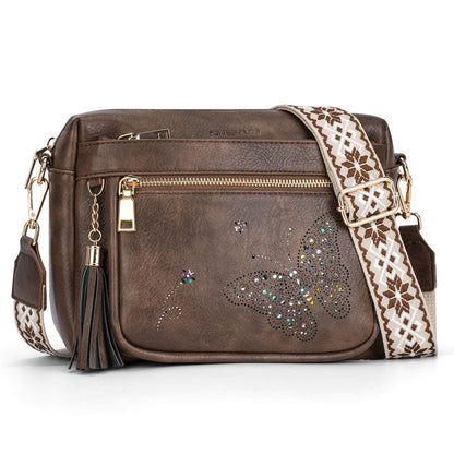 KITEVIUN Crossbody Bags for Women Trendy Leather Crossbody Purse Shoulder Handbags Butterfly Design