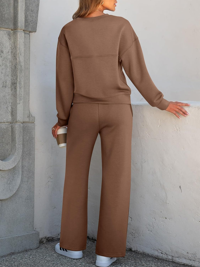 ANRABESS Women 2 Piece Set Long Sleeve Sweatsuit Sweatpants Tracksuit Sweat Casual Matching 2025 Travel Fall Trendy Outfits