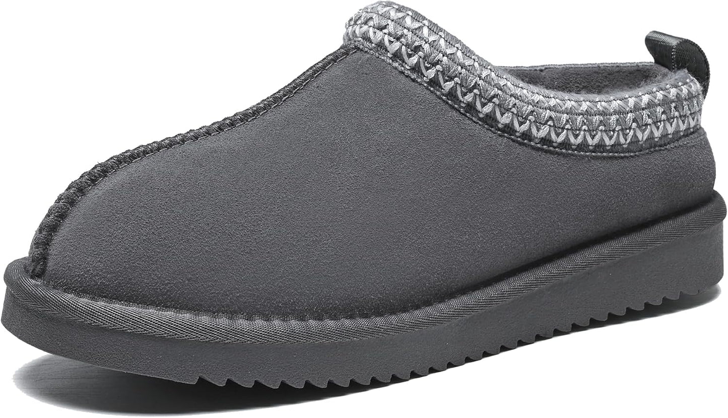 Women's Slippers Genuine Suede Platform Mini Boots Mens Faux Fur Warm Lining Winter Mules Cozy Warm House Shoes Indoor and Outdoor