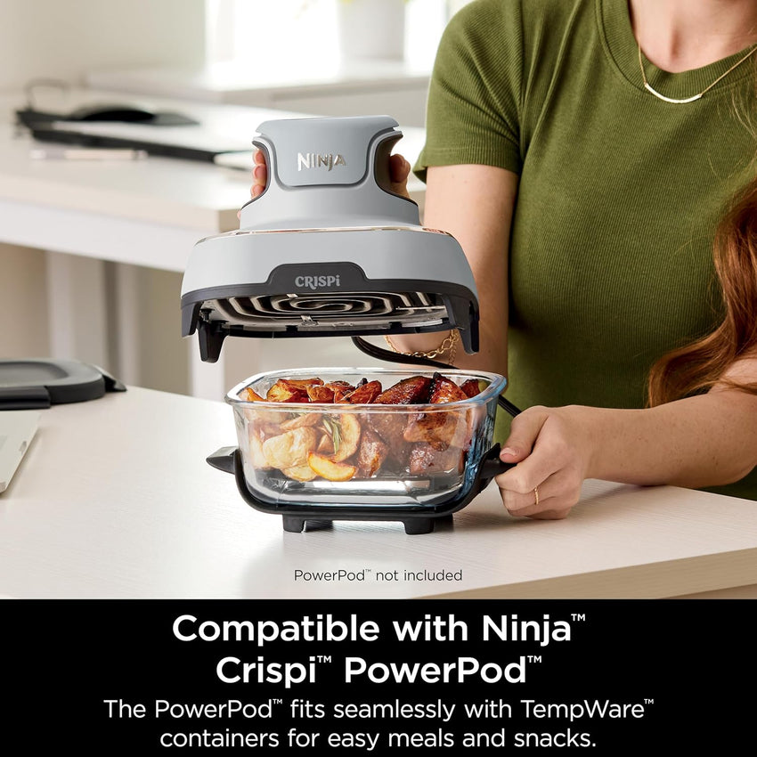 Ninja 6 Cup CleanCrisp Glass Container with Leak-Proof Storage lid, Compatible with Ninja Crispi® Portable Cooking System, Microwave, Freezer & Dishwasher Safe, PFAS & PTFE Free Glass, XSKSFN6CUP