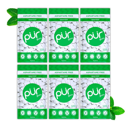 PUR Gum | Aspartame Free Chewing Gum | 100% Xylitol | Natural Spearmint Flavored Gum, 55 Pieces (Pack of 3)