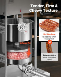 VEVOR Manual Sausage Stuffer, 22 LBS / 10 L Vertical Meat Stuffer, Dual-Speed Sausage Casing Meat Filling Machine, Stainless Steel Heavy Duty Filler with 5 Stuffing Tubes, for Commercial & Home Use