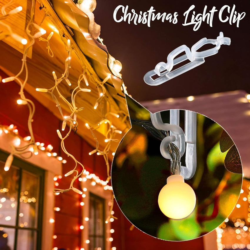Blulu 150 Pcs Christmas Light Clips Hooks, Outdoor Universal Gutter and Shingle Clip Compatible with C9 C7 C6 for Roof, Roof Ridge Line, Fence, Icicle Lights (Clear)
