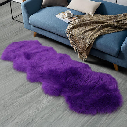duduta White Faux Sheepskin Throw Rug 2x3 ft, Fluffy Shag Fur Chair Cover Small Bedside Dorm Rug Non Slip Washable