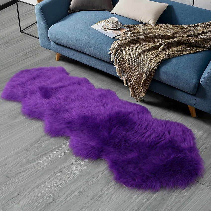 duduta Navy Blue Faux Sheepskin Throw Rug 2x3 ft, Fluffy Shag Fur Chair Cover Small Bedside Dorm Rug Non Slip Machine Washable