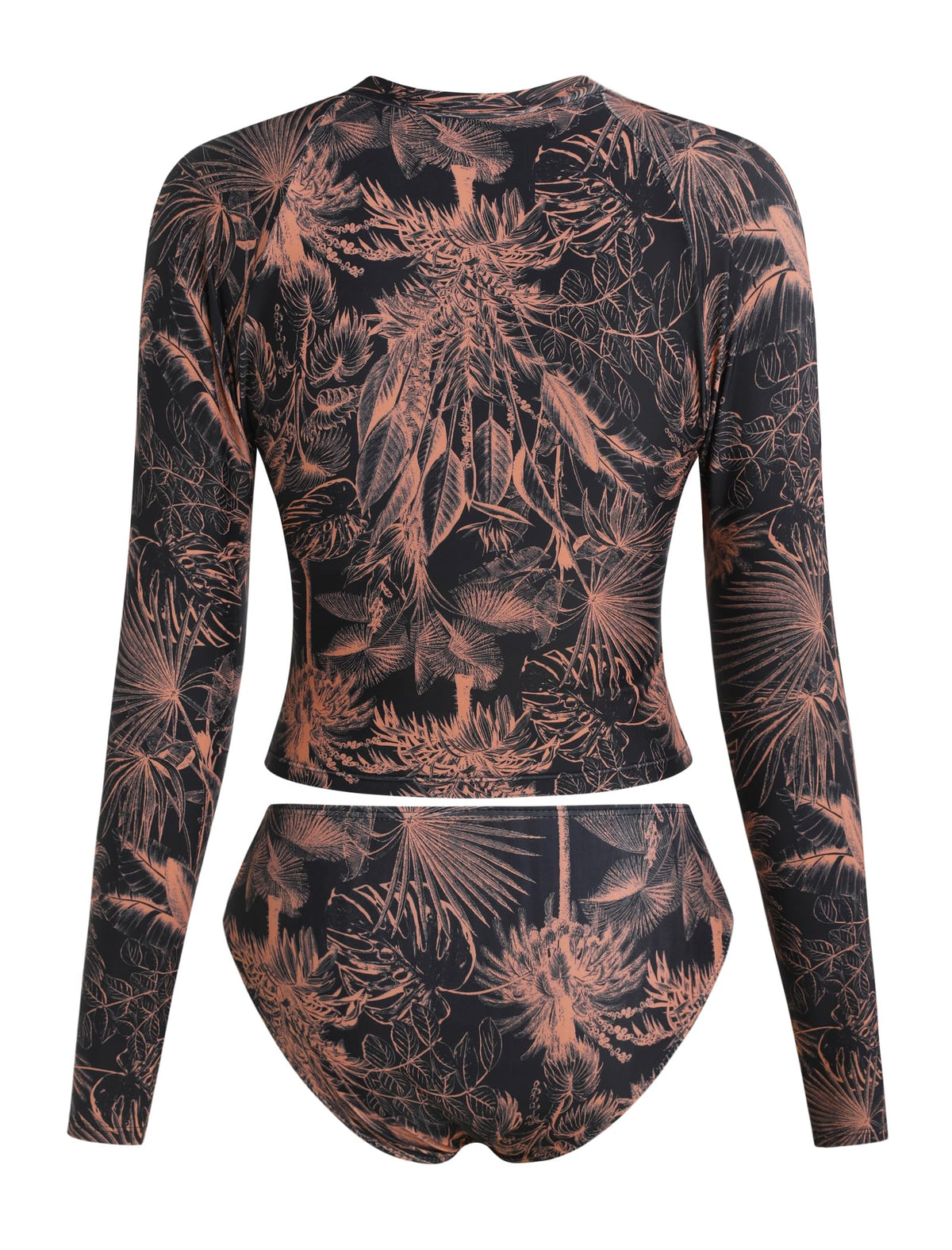 ZAFUL Womens Rash Guard Swimsuits Long Sleeve Sun Protection Bathing Suit Tropical Swim Shirts with Briefs Multi Floral S