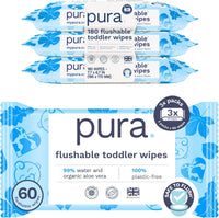 Pura Natural Sensitive Baby Wipes, 99% Water, Unscented & Hypoallergenic, Suitable for Sensitive & Eczema-prone Skin, Hypoallergenic, EWG Verified, 10 Pack of 60 Wet Wipes (600 Diaper Wipes) Bulk Buy