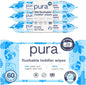 Pura Natural Sensitive Baby Wipes, 99% Water, Unscented & Hypoallergenic, Suitable for Sensitive & Eczema-prone Skin, Hypoallergenic, EWG Verified, 10 Pack of 60 Wet Wipes (600 Diaper Wipes) Bulk Buy
