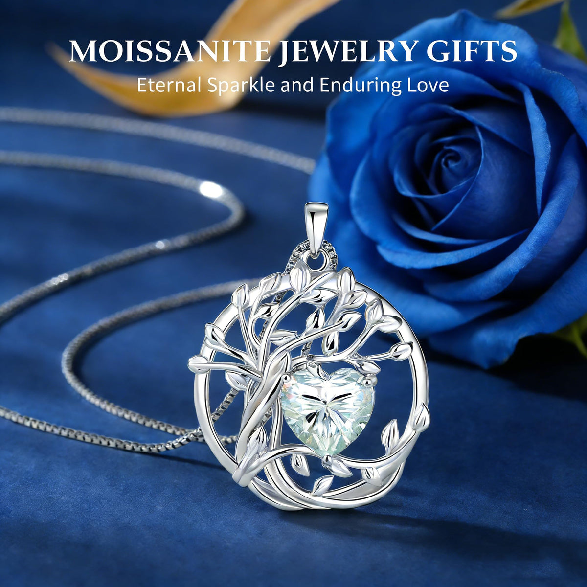 Luxury Moissanite Heart Necklace for Women – 925 Sterling Silver Heart Pendant, Sparkling Jewelry Gift for Wife, Girlfriend, Mom & Daughter