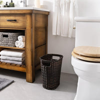 GRANNY SAYS Wicker Trash Can, Bathroom Trash Can with Handles, Wicker Waste Basket for Bathroom, Waste Basket for Bedroom, Decorative Wicker Wastebasket, 19 Liters/5 Gallons, 1-Pack Dark Brown