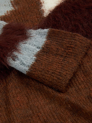 CIDER Women‘s Wool Color Block Sweater Knitted Boat Neck Bell Sleeve Pullover Sweatshirt Tops