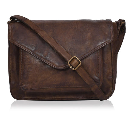 Leather Flapover Crossbody Handbag Purse for Women with Adjustable Strap & Overflap Snap Closure Tote/Bag