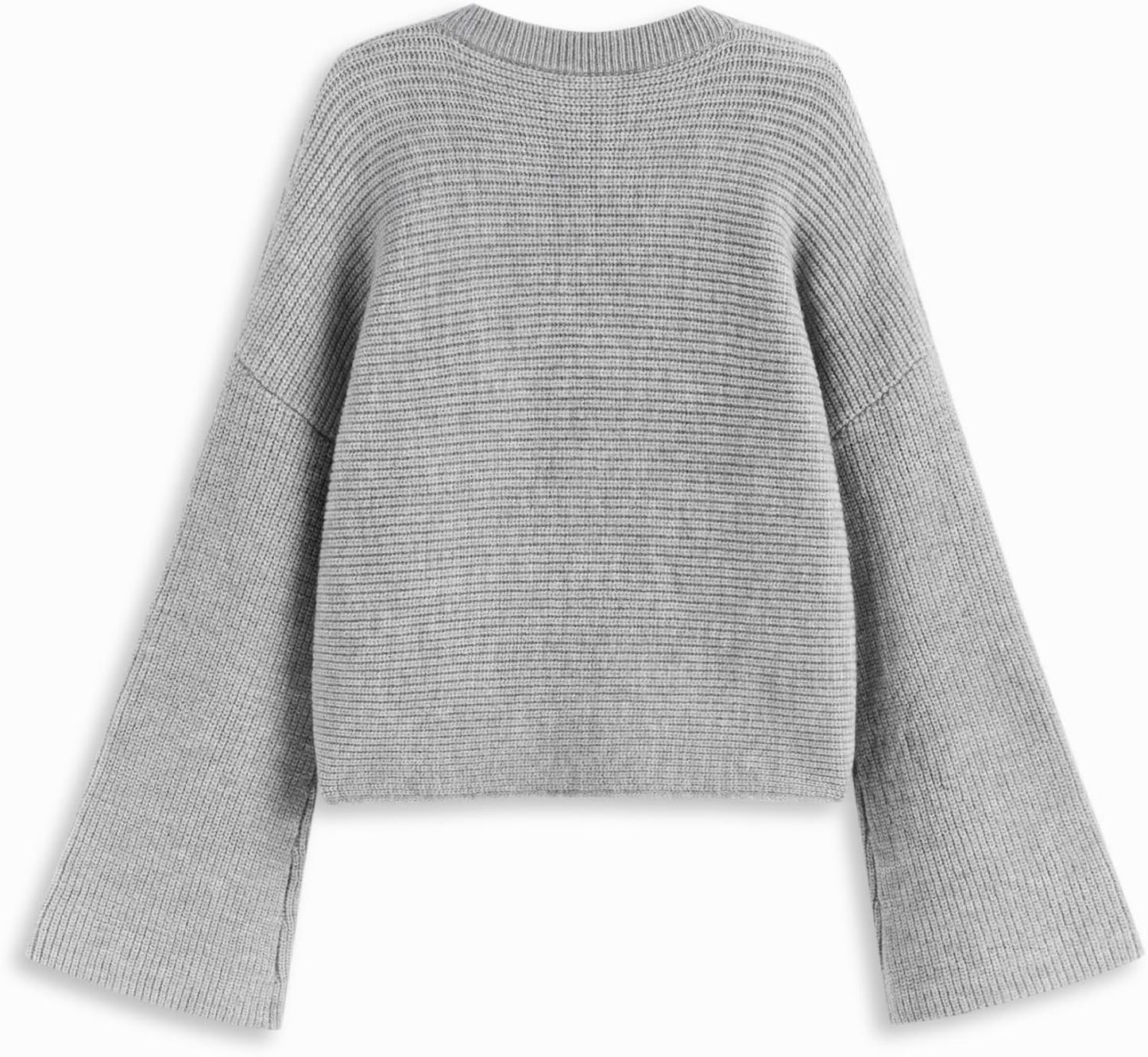 CIDER Cropped Sweaters for Women Trendy Wrap Sweater Bell Sleeve Ribbed Knit Pullover Sweater Fall Outfits