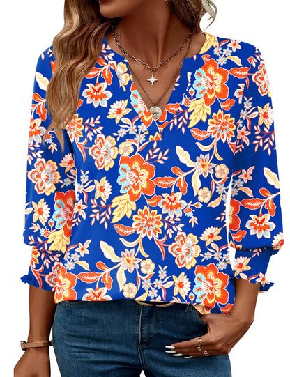 Blue and Orange FloralLarge