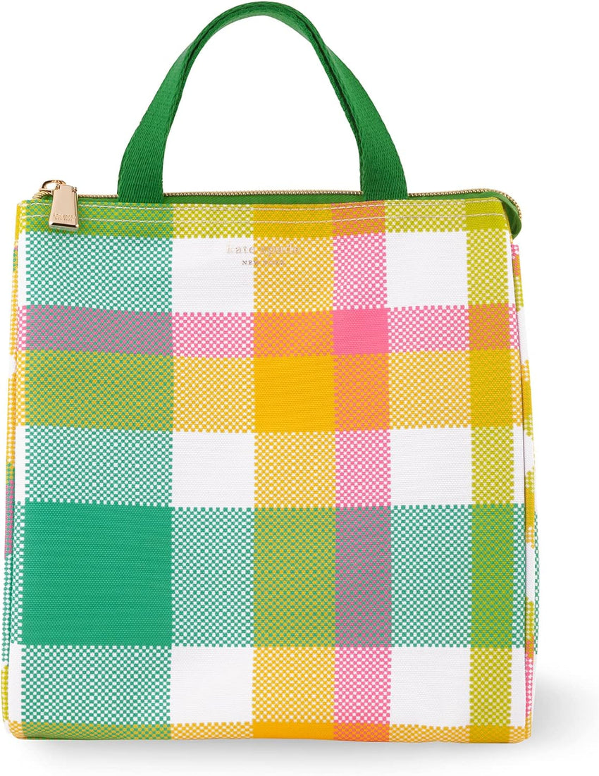 Kate Spade New York, Portable Soft Cooler Lunch Bag with Silver Insulated Interior Lining and Storage Pocket, Joy Dot