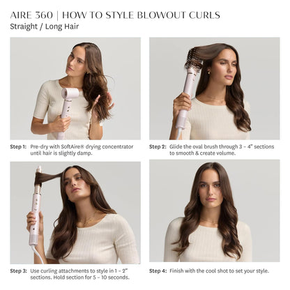 T3 Aire 360 Multi-Styler & Blowout System with Luxe Carrying Case, Rapid Drying Hair Dryer, Ceramic Curling Attachments, Oval Brush & Drying Concentrator | Blowouts & Long-Lasting Curls
