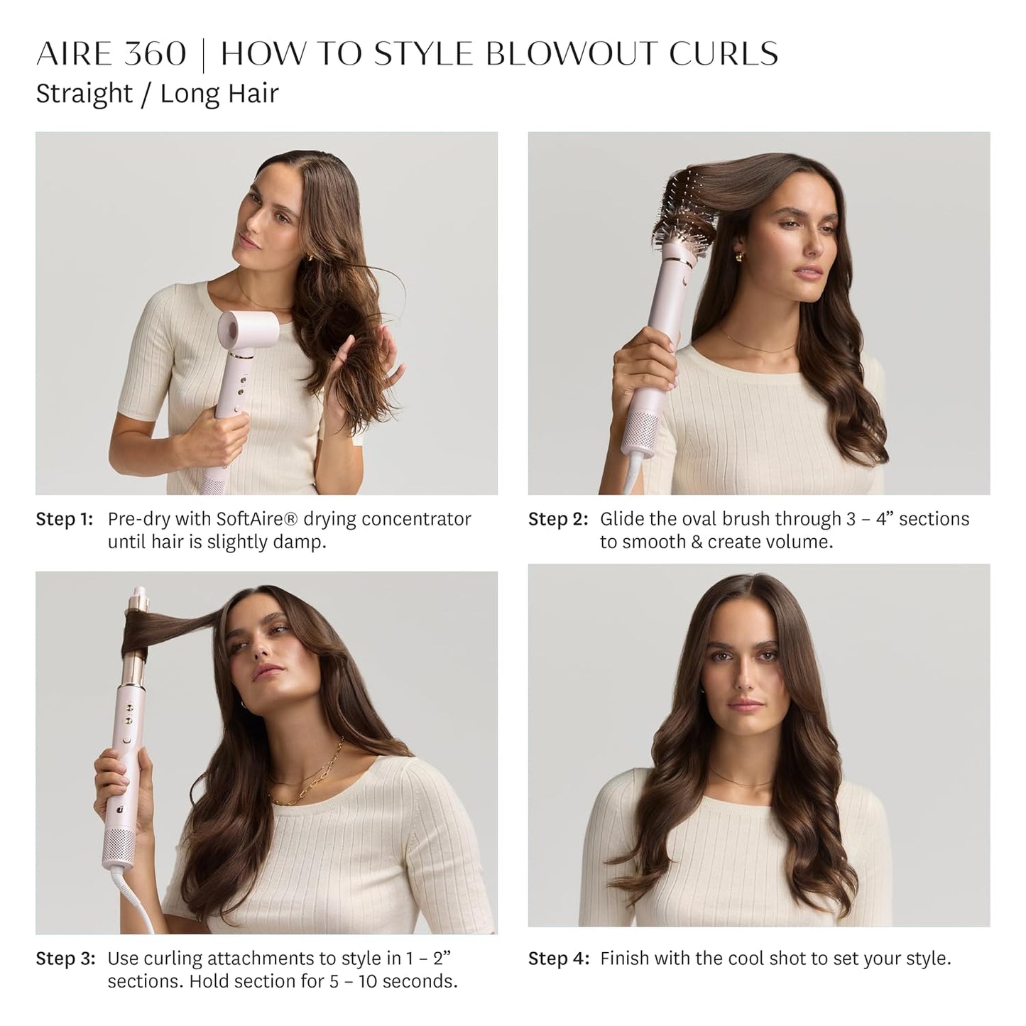 T3 Aire 360 Multi-Styler & Blowout System with Luxe Carrying Case, Rapid Drying Hair Dryer, Ceramic Curling Attachments, Oval Brush & Drying Concentrator | Blowouts & Long-Lasting Curls