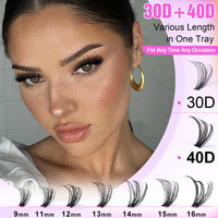 Pawotence Lash Extension Kit DIY 280pcs Lash Clusters Eyelash Extension Kit, 9-16mm 30D 40D Individual Lashes Kit with Lash Bond and Seal, Lash Tweezers for Self Use (30D&40D, 0.07D, 9-16mm, Kit)