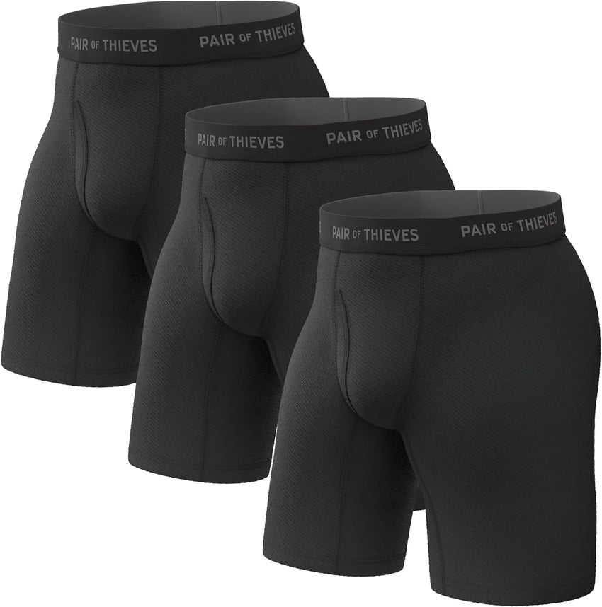 Pair of Thieves Men’s Long Boxer Briefs – Soft, Breathable, Quick Dry Underwear with 4-Way Stretch – Multi-Pack