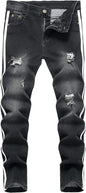Boy's Skinny Fit Ripped Destroyed Distressed Stretch Slim Jeans Pants