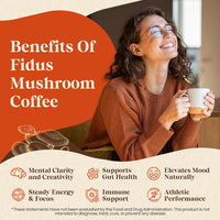 Fidus 16 in 1 Mushroom Coffee with 80,000mg Adaptogenic Mushrooms with Ashwagandha, Probiotic, Magnesium and Lion's Mane Instant Mushroom Coffee for Focus, Energy, Immunity & Digestion, 40 Servings
