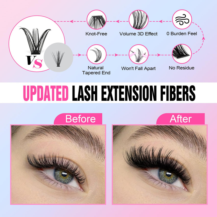 Pawotence Lash Extension Kit DIY 280pcs Lash Clusters Eyelash Extension Kit, 9-16mm 30D 40D Individual Lashes Kit with Lash Bond and Seal, Lash Tweezers for Self Use (30D&40D, 0.07D, 9-16mm, Kit)