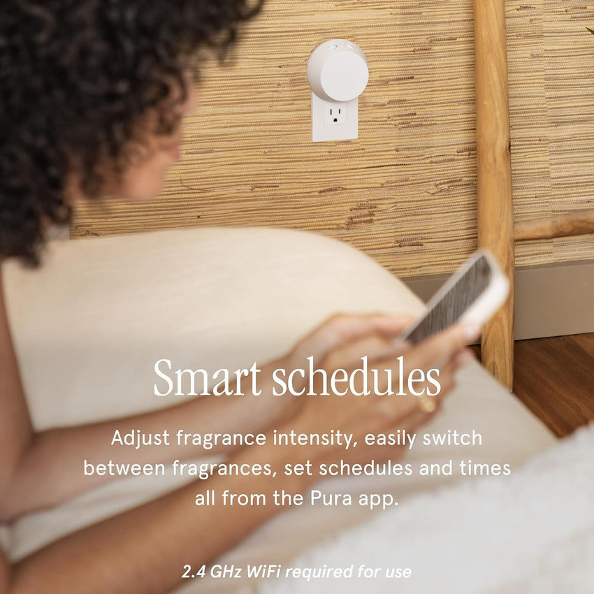 Pura Smart Home Fragrance Device Starter Set - Pura 4 - Scent Diffuser for Home - Includes Fragrance Aroma Diffuser - Square Box, Maui Mango and Signature Island Blend Scent Refills