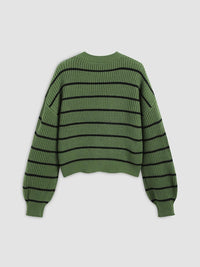 CIDER Women’s Cropped Striped Sweater Long Sleeve Crew Neck Trendy Pullover Tops