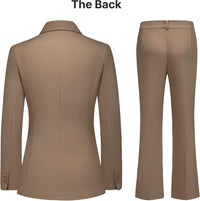 Women's Business Suit 2 Piece Set Shawl Sollar Blazer Bootcut Pants Suits for Women