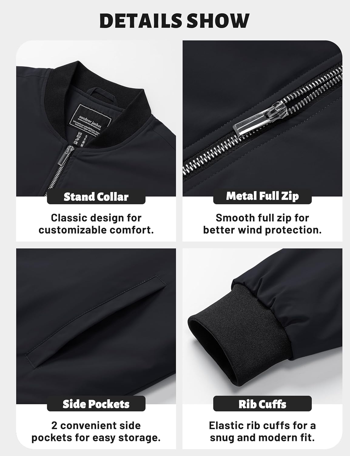7DAY'S Mens Bomber Jackets Casual Fall Winter Warm Windbreaker Full Zip Windproof Outwear Color-Blocking Coats