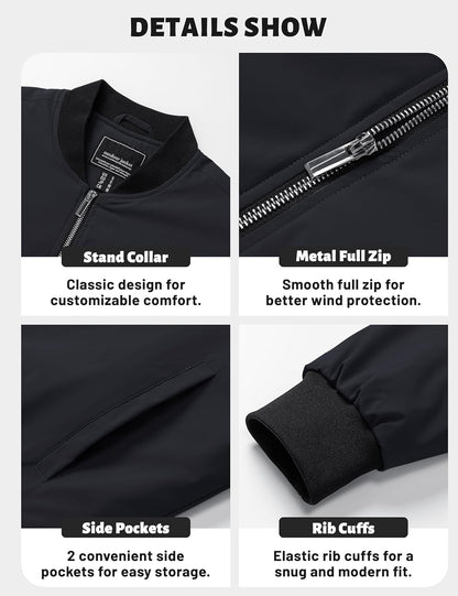 7DAY'S Mens Bomber Jackets Casual Fall Winter Warm Windbreaker Full Zip Windproof Outwear Color-Blocking Coats