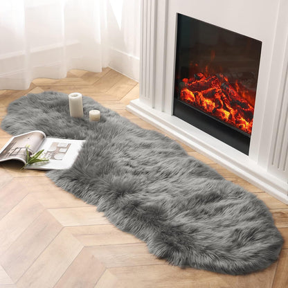 Ashler faux fur rug, Fluffy Shaggy Area Rug Ultra Soft 2 x 3 Feet Sheepskin Fur Rug, Navy Blue Fuzzy Rug Machine Washable Shag Rug, Nursery Decor Throw Rugs for Bedroom, kids room, Living Room
