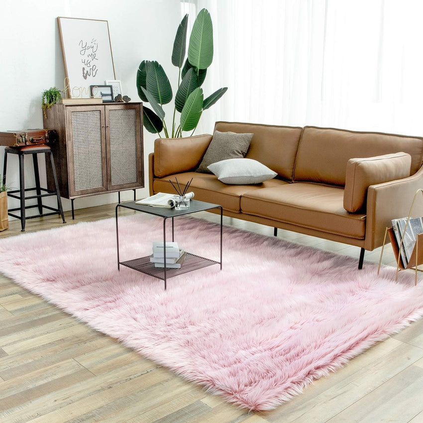 Ashler Faux Fur Rug, Dark Blue Area Rugs, Fluffy Sheepskin Fur Rug, Fuzzy Ultra Soft 2 x 6 Ft Rugs, Machine Washable Shag Rug, Nursery Throw Rugs for Bed, Living, Kids Room