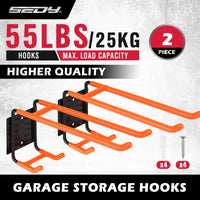 SEDY 6-Piece Heavy Duty Garage Storage Hooks, Wall Mount J Utility Hooks Holds 88 LB, Large Metal Utility, Garage Storage Ladders for Bikes, Garden Tools