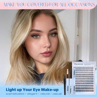 Pawotence Lash Extension Kit DIY 280pcs Lash Clusters Eyelash Extension Kit, 9-16mm 30D 40D Individual Lashes Kit with Lash Bond and Seal, Lash Tweezers for Self Use (30D&40D, 0.07D, 9-16mm, Kit)