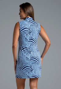 IBKUL Athleisure Wear Sun Protective UPF 50+ Icefil Cooling Cecilia Print Sleeveless Mock Dress - 58932