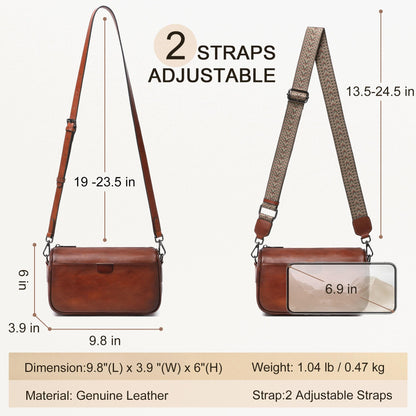 Genuine Leather Crossbody Purses Bag,Travel Casual Handbag,Small Shoulder Cross body Purse Trendy Gifts for Women